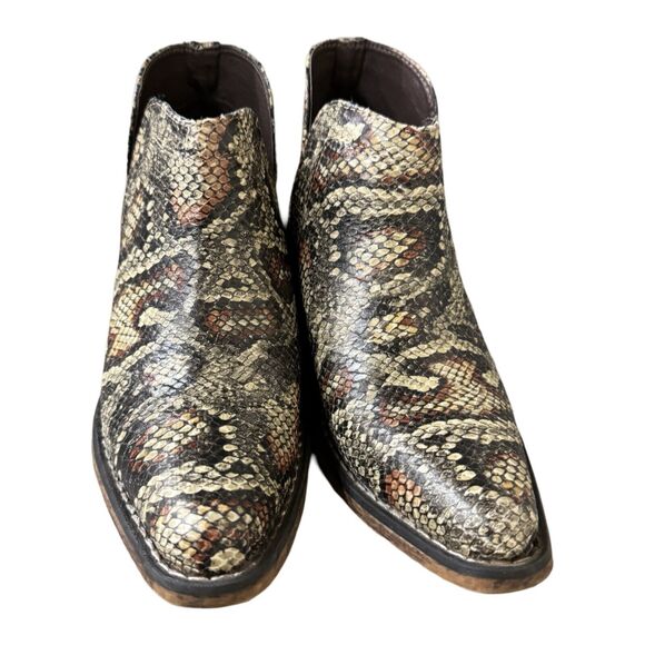 Roper Boots Womens 5.5 Cream Brown Snakeskin Print Ankle‎ Bootie Western Cowgirl - Picture 3 of 11